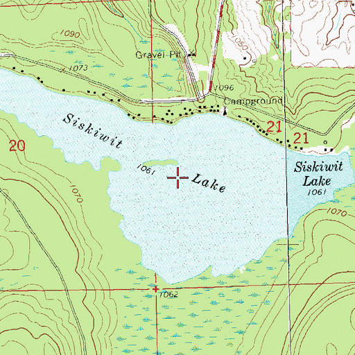 Topographic Map of Siskiwit Lake, WI