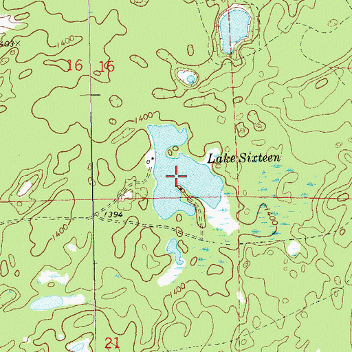 Topographic Map of Lake Sixteen, WI