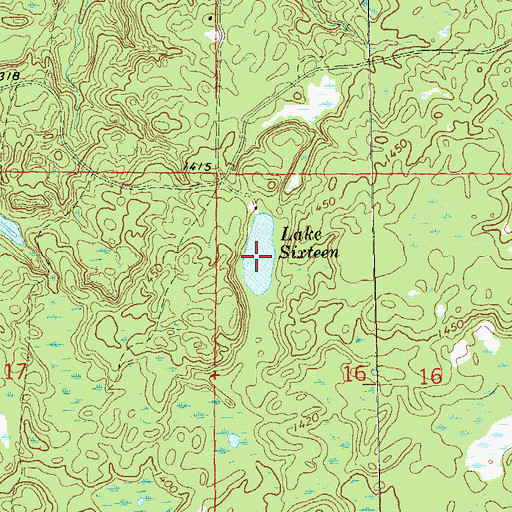 Topographic Map of Lake Sixteen, WI