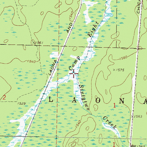 Topographic Map of Sixtytwo Creek, WI