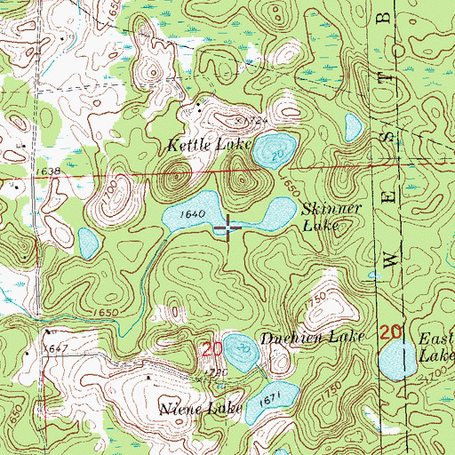 Topographic Map of Skinner Lake, WI