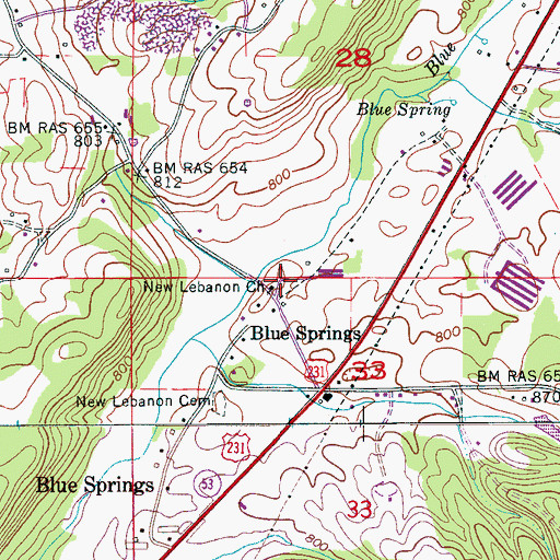Topographic Map of New Lebanon Southern Methodist Church, AL
