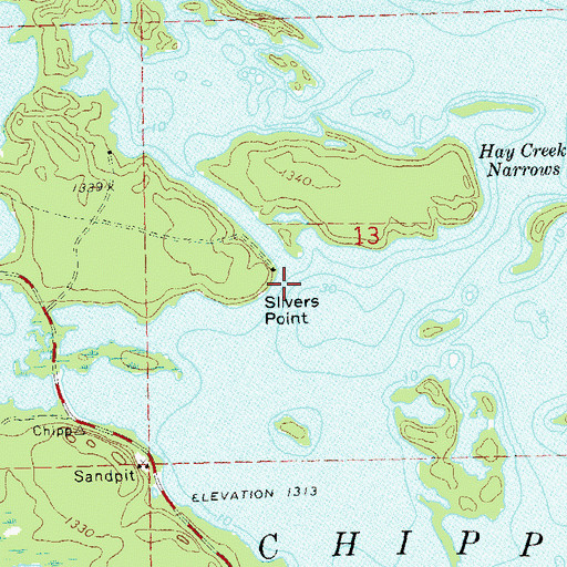 Topographic Map of Slivers Point, WI
