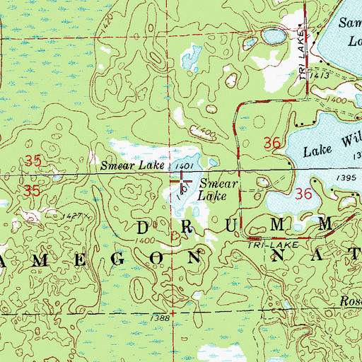 Topographic Map of Smear Lake, WI