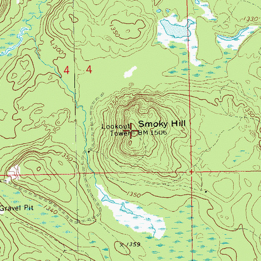 Topographic Map of Smoky Hill, WI