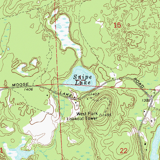 Topographic Map of Snipe Lake, WI