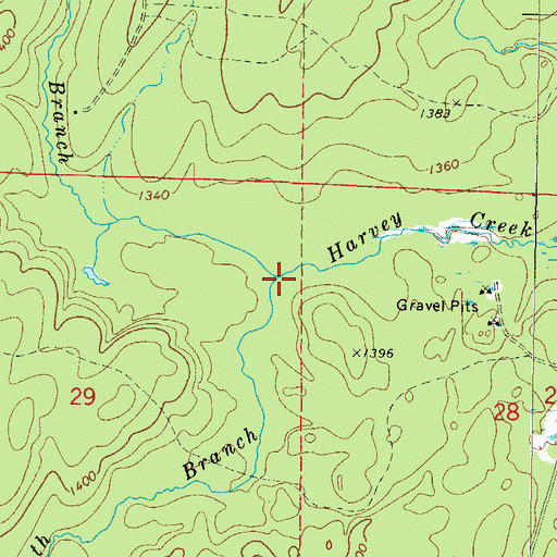 Topographic Map of South Branch Harvey Creek, WI