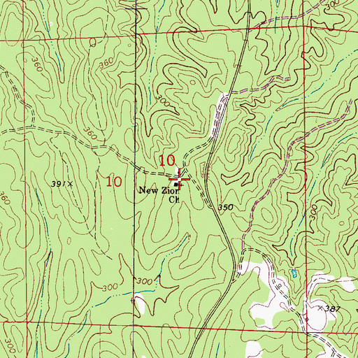 Topographic Map of New Zion Baptist Church, AL