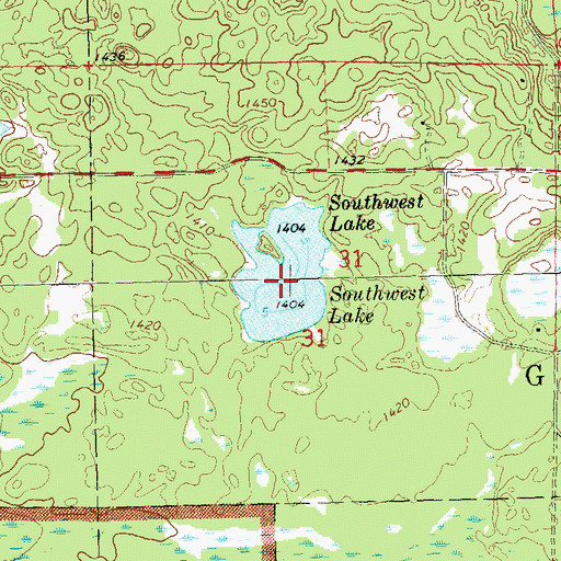 Topographic Map of Southwest Lake, WI