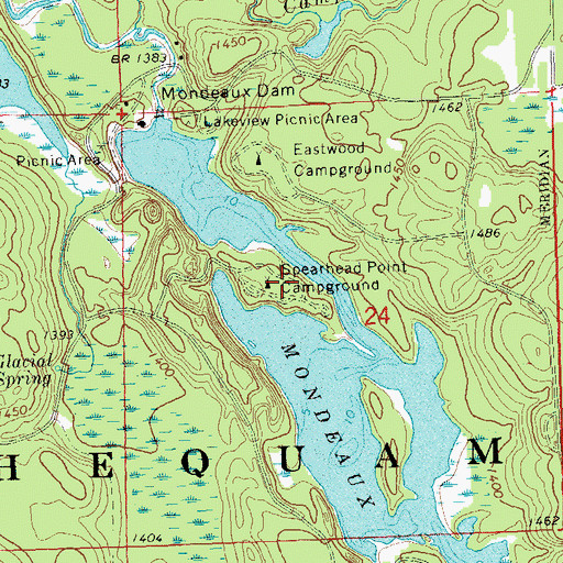 Topographic Map of Spearhead Point Campground, WI