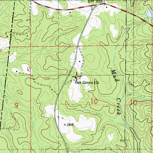 Topographic Map of Oak Grove Baptist Church, AL