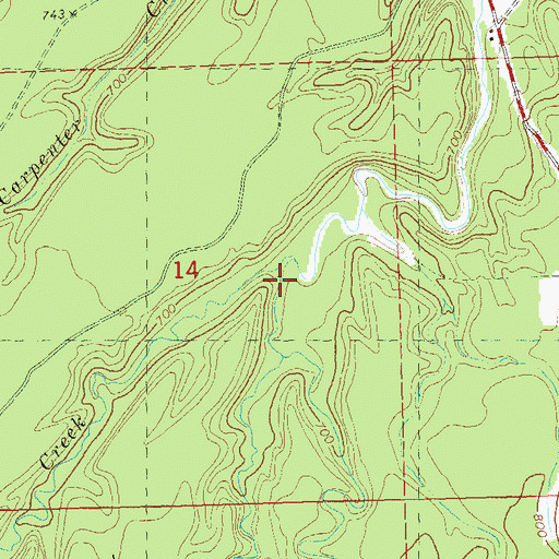 Topographic Map of Spoon Creek, WI