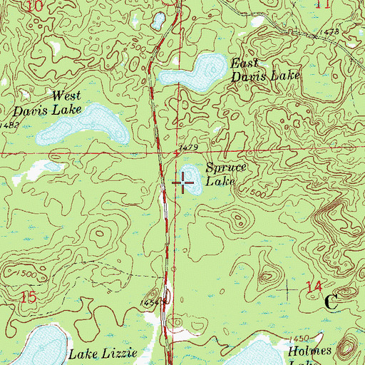 Topographic Map of Spruce Lake, WI