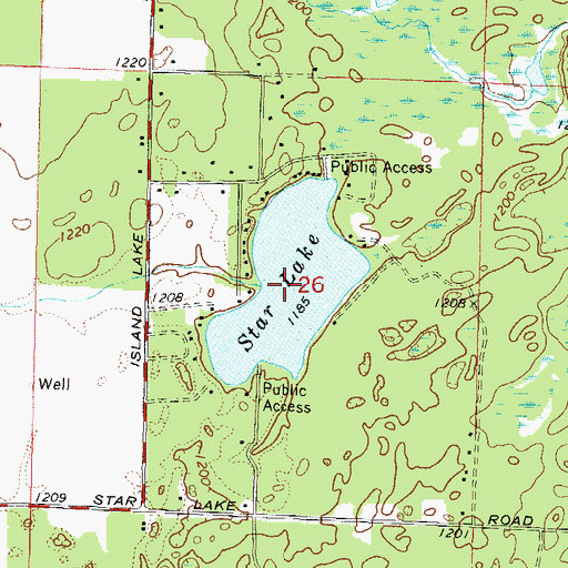 Topographic Map of Star Lake, WI