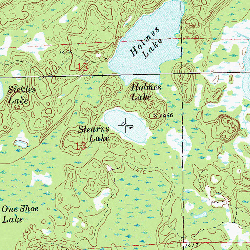 Topographic Map of Stearns Lake, WI