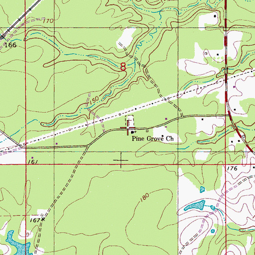 Topographic Map of Pine Grove Baptist Church, AL