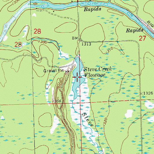 Topographic Map of Steve Creek Flowage, WI