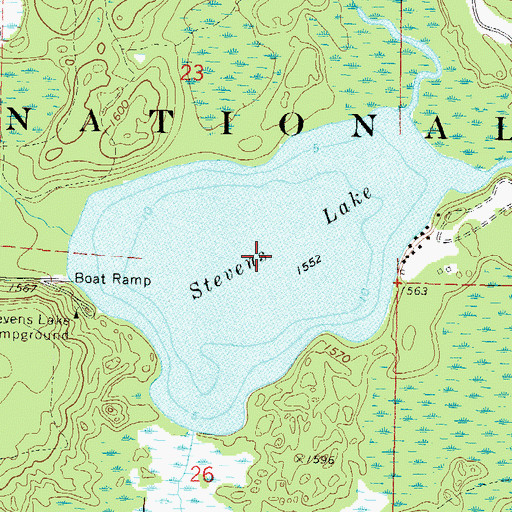 Topographic Map of Stevens Lake, WI