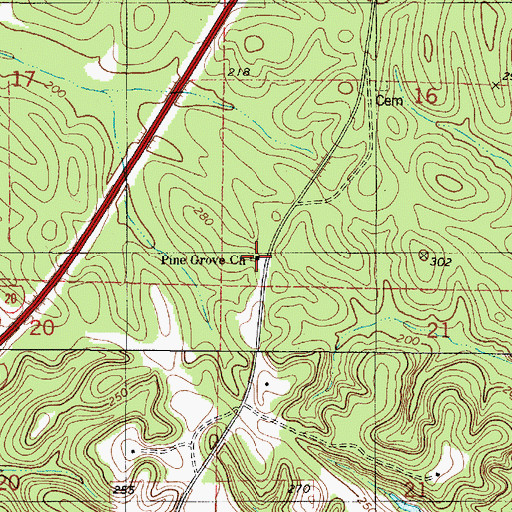 Topographic Map of Piney Grove Baptist Church, AL
