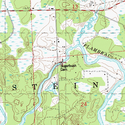Topographic Map of Sugarbush Dam, WI