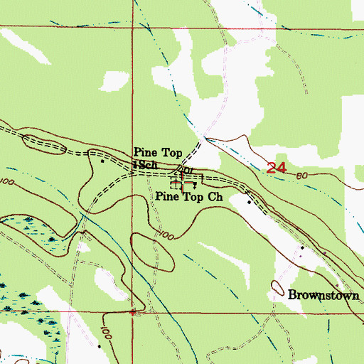 Topographic Map of Pinetop Baptist Church, AL