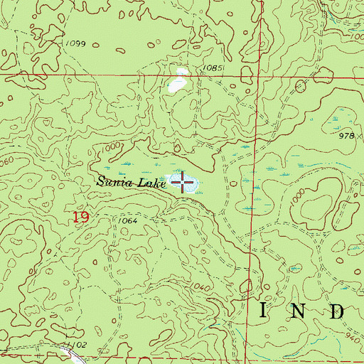 Topographic Map of Sunia Lake, WI
