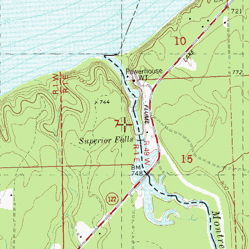 Topographic Map of Superior Falls, MI