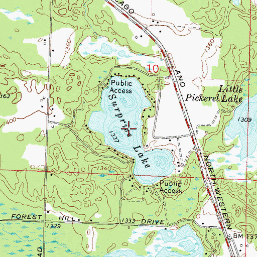 Topographic Map of Surprise Lake, WI