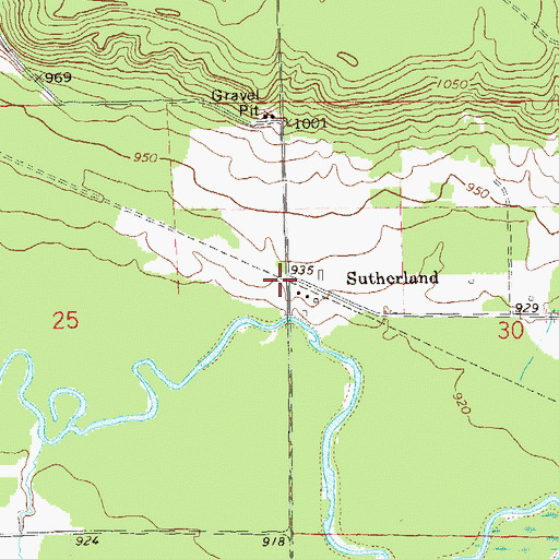 Topographic Map of Sutherland, WI