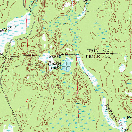 Topographic Map of Tackle Lake, WI