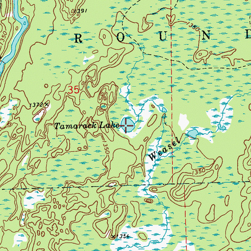 Topographic Map of Tamarack Lake, WI