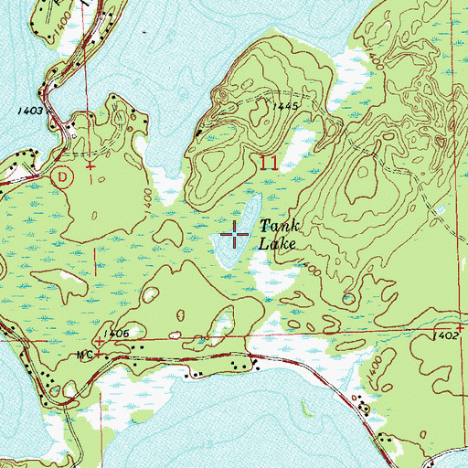 Topographic Map of Tank Lake, WI