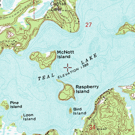 Topographic Map of Teal Lake, WI