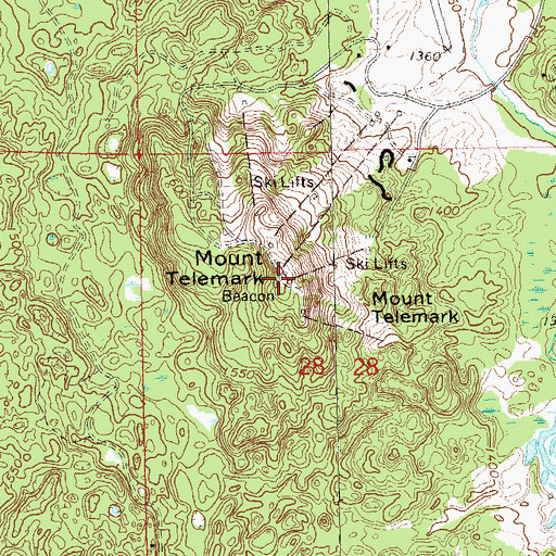 Topographic Map of Mount Telemark, WI