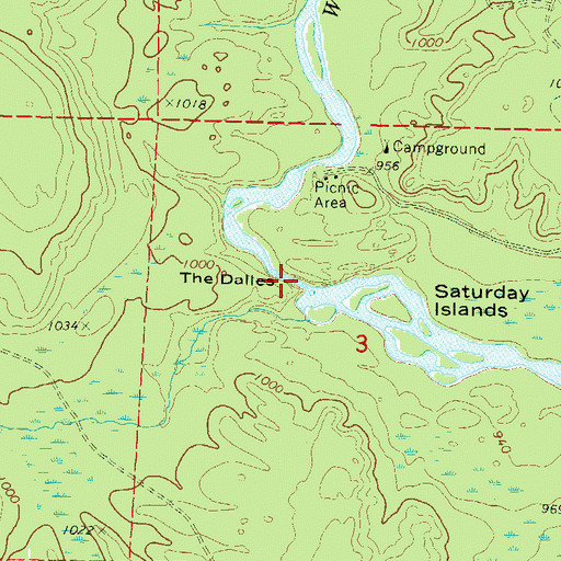Topographic Map of The Dalles, WI