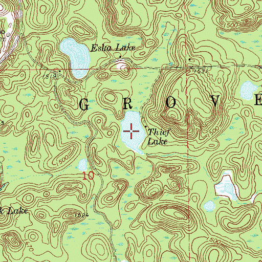 Topographic Map of Thief Lake, WI