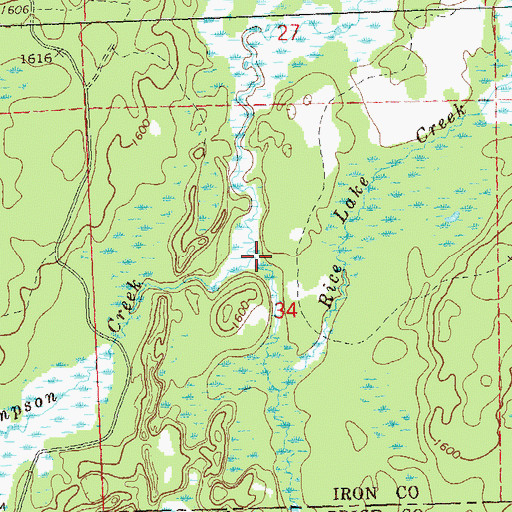 Topographic Map of Thompson Creek, WI