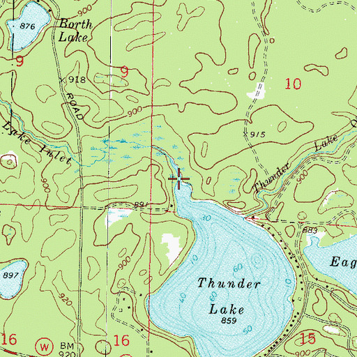 Topographic Map of Thunder Lake Inlet, WI