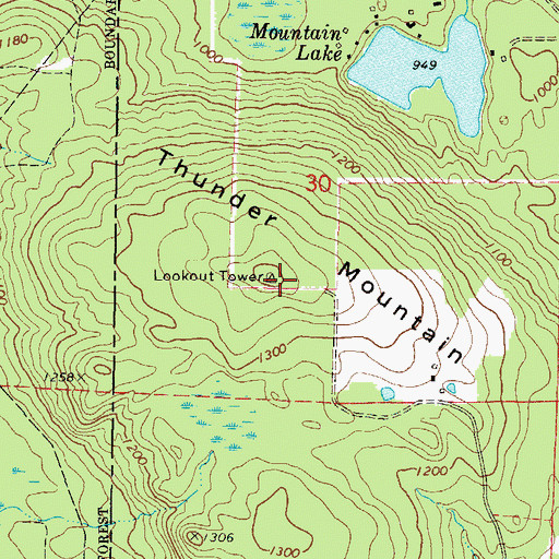 Topographic Map of Thunder Mountain, WI