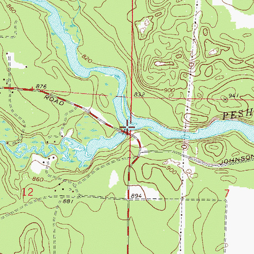 Topographic Map of Thunder River, WI