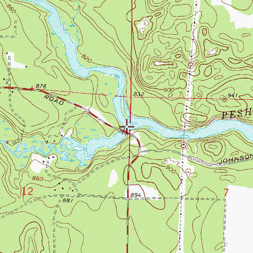 Topographic Map of Thunder River, WI