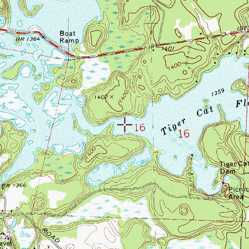 Topographic Map of Tiger Cat Flowage, WI