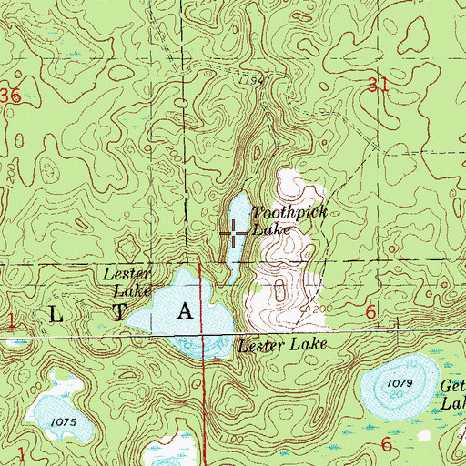 Topographic Map of Toothpick Lake, WI