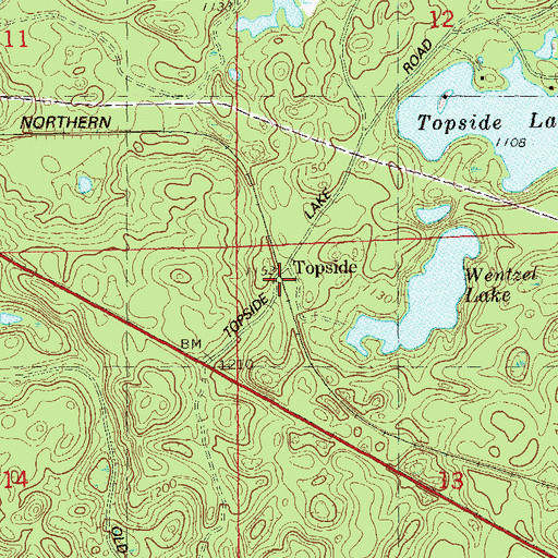 Topographic Map of Topside, WI