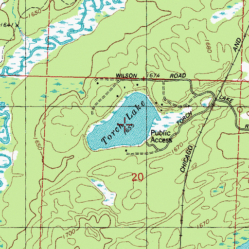 Topographic Map of Torch Lake, WI