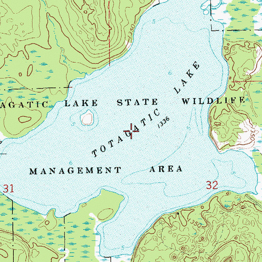 Topographic Map of Totagatic Lake, WI