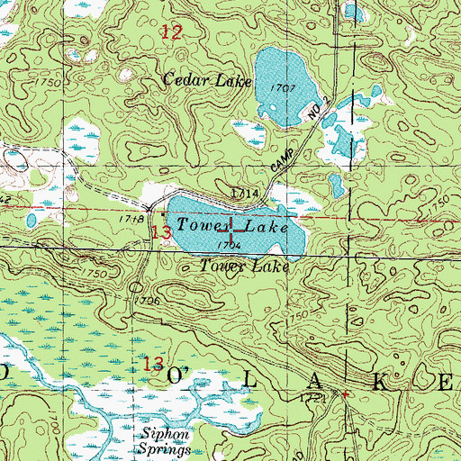 Topographic Map of Tower Lake, WI