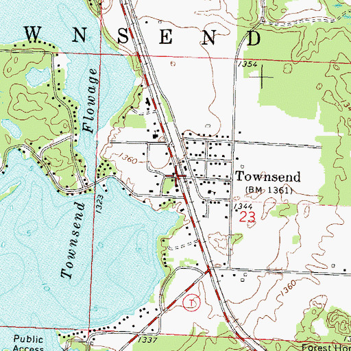 Topographic Map of Townsend, WI