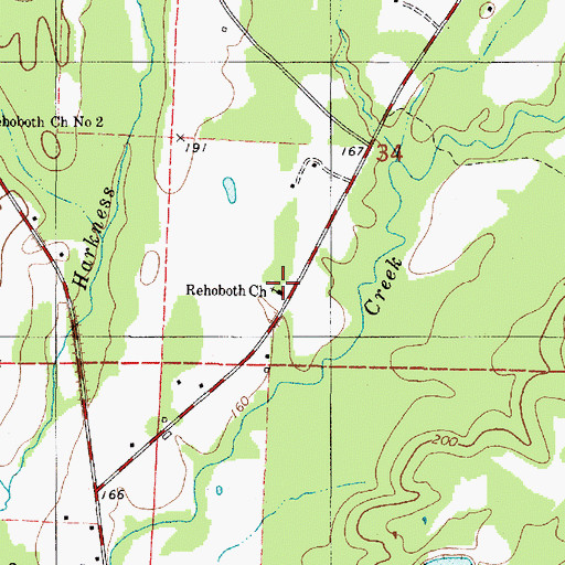 Topographic Map of Rehoboth Baptist Church, AL