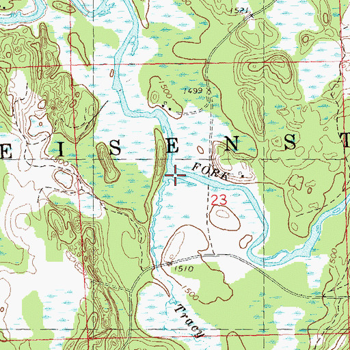 Topographic Map of Tracy Creek, WI
